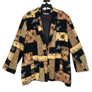 Vintage Kensington Square Silky Polyester Dress Jacket, Blazer, Plus SZ 3X